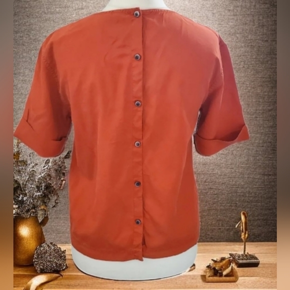 Marc Jacobs orange silk button back blouse top size S 10 uk - Picture 2 of 9
